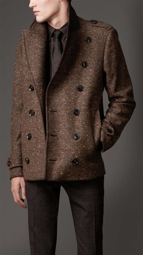 burberry wool blend pea coat|burberry camel wool coat men's.